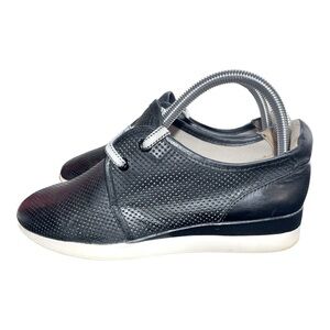 Naturalizer Jaque Women's Black w/ White Trim Leather Lace Up Sneakers size: 7.5